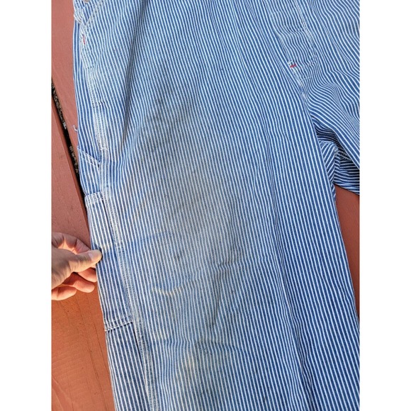 Vintage BIG MAC jc penneys Square Bak Overalls Hickory Stripe 44X 30 made in usa - Picture 4 of 13